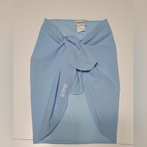 Versace Light Blue Knotted Swim Coverup